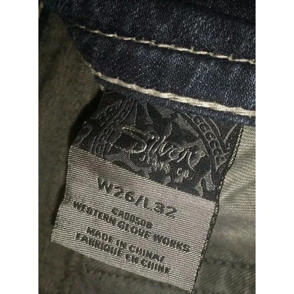 Silver Aiko Jeans Denim Women's Embellished Pockets Size 26